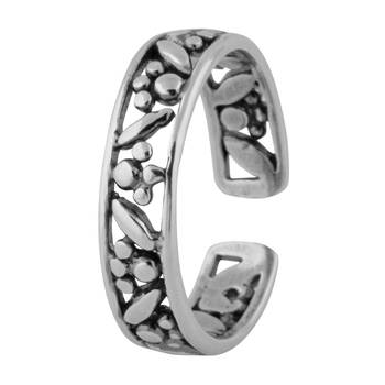 Frizzy Cutout Silver Toe Ring-TR377 3