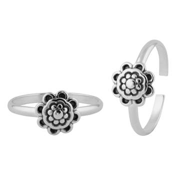 Flowery Silver Toe Ring-TR382 1