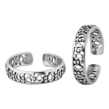 Cutout Meshed Silver Toe Ring-TR384 1