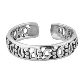 Cutout Meshed Silver Toe Ring-TR384 2
