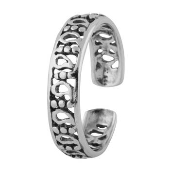 Cutout Meshed Silver Toe Ring-TR384 3