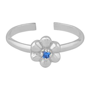 Flower Zircon Silver Toe Ring-TR389 2