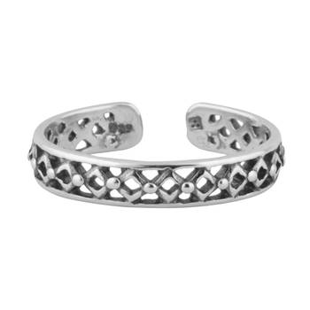 Foxy Cutwork Silver Toe Ring- TR394 2