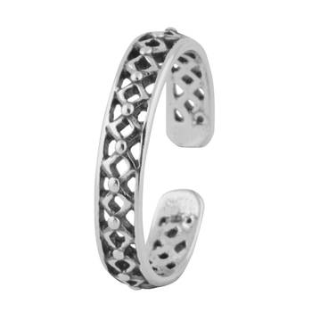 Foxy Cutwork Silver Toe Ring- TR394 3
