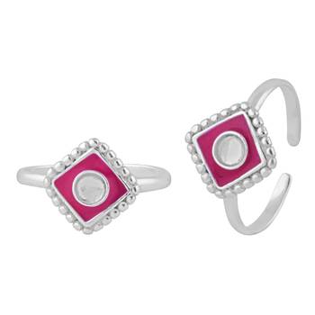 Geomatric Enamel Silver Toe Ring-TR397 1