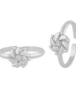 Majestic Flower Zircon Silver Toe Ring-TR402