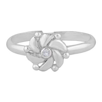 Majestic Flower Zircon Silver Toe Ring-TR402 2