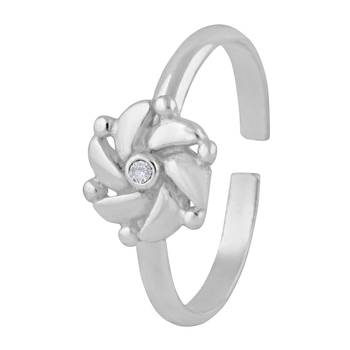 Majestic Flower Zircon Silver Toe Ring-TR402 3