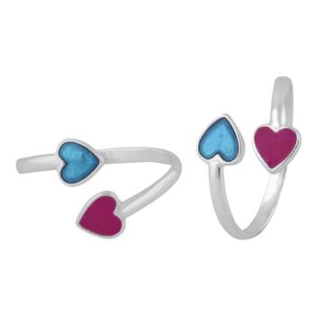 Duo openable Heart Silver Toe Ring-TR403 1
