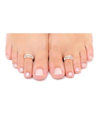 Twisted Graved Silver Toe Ring-TR405 2