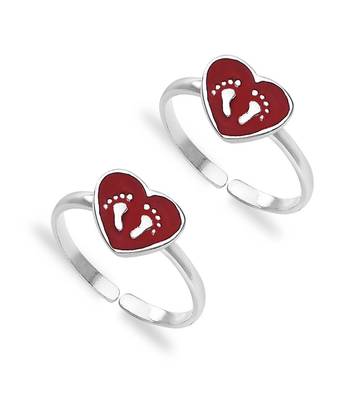 Heart Footprint Silver Toe Ring-TR408 1