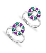 Multicolor Enamel Silver Toe Ring-TR424