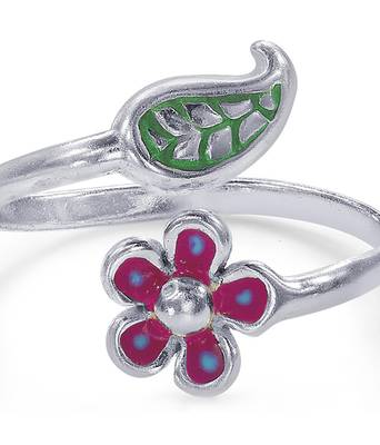 Leafy Flower Silver Toe Ring-TR435 3