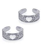 Antique Heart Silver Toe Ring-TR452