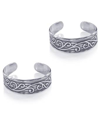 Oxidise Crafted Silver Toe Ring-TR454 1