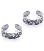 Oxidise Cutwork Silver Toe Ring-TR455