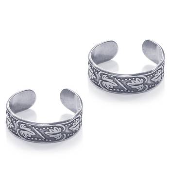 Antique Leaf Silver Toe Ring-TR457 1