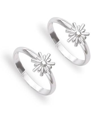 Floral Silver Toe Ring-TR466 1