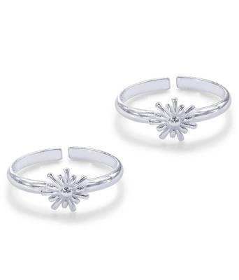 Floral Silver Toe Ring-TR466 2