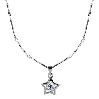 Silver Plated Chain With Solitaire Diamond In  New Look Star Shape Pendant   Women 2