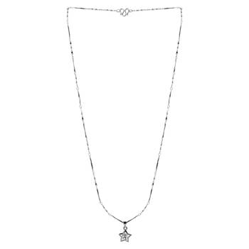 Silver Plated Chain With Solitaire Diamond In  New Look Star Shape Pendant   Women 5