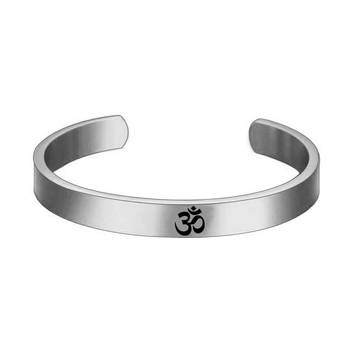 Silver Plated Stylish Bracelet Adjustable OM Design Kada  Men 1