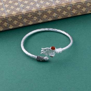Rudraksha OM Trishul Damroo Designer Oxidized Silver Bahubali  Kada Bracelet Unisex Bracelets 2