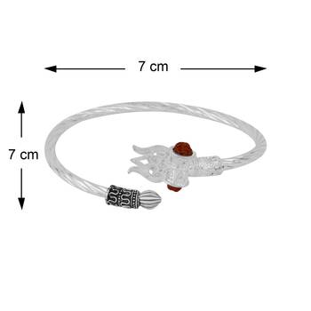 Rudraksha OM Trishul Damroo Designer Oxidized Silver Bahubali  Kada Bracelet Unisex Bracelets 4