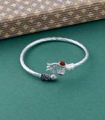 Rudraksha OM Trishul Damroo Designer Oxidized Silver Bahubali  Kada Bracelet Unisex Bracelets