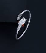 Rudraksha OM Trishul Damroo Designer Oxidized Silver Bahubali  Kada Bracelet Unisex Bracelets