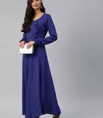 Blue plain viscose rayon maxi-dresses