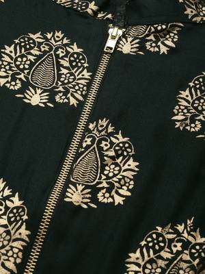 Teal printed viscose rayon maxi-dresses 5
