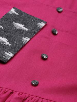 Pink printed viscose rayon long-dresses 5