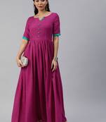 Purple printed viscose rayon maxi-dresses