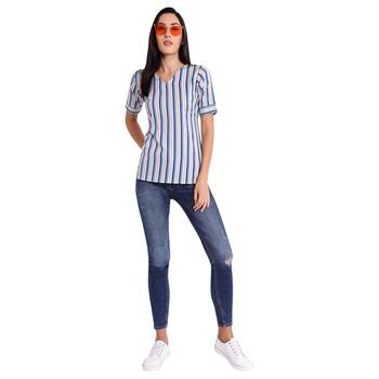 Sky-blue plain georgette kurtas-and-kurtis 1