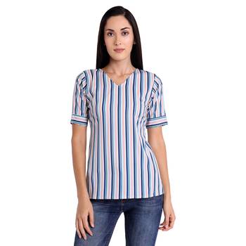 Sky-blue plain georgette kurtas-and-kurtis 2