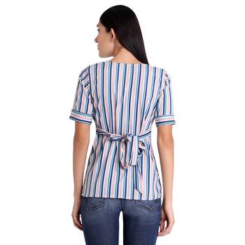 Sky-blue plain georgette kurtas-and-kurtis 4