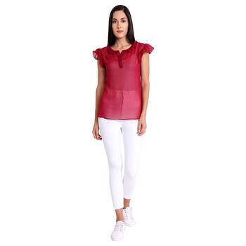 Maroon plain georgette kurtas-and-kurtis 1