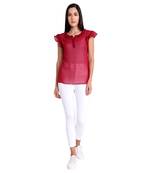Maroon plain georgette kurtas-and-kurtis