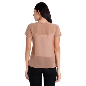 Brown plain georgette kurtas-and-kurtis 4