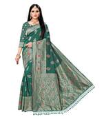 Light green printed silk saree with blouse