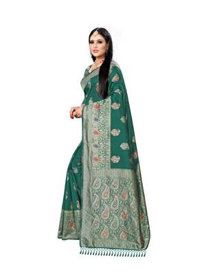 Light green printed silk saree with blouse 2