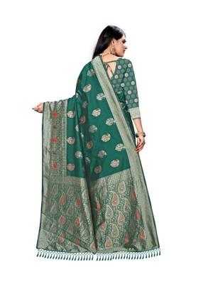 Light green printed silk saree with blouse 3
