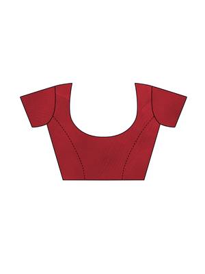 Maroon printed poly silk saree with blouse 5