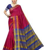 Pink Woven Cotton Silk Saree With Blouse