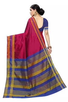 Pink Woven Cotton silk blend Saree With Blouse