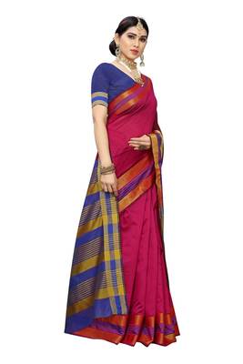 Pink Woven Cotton silk blend Saree With Blouse 3