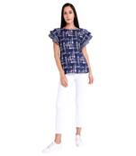 Blue plain crepe kurtas-and-kurtis