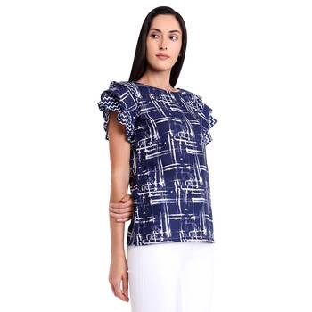 Blue plain crepe kurtas-and-kurtis 2