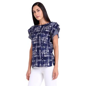 Blue plain crepe kurtas-and-kurtis 3